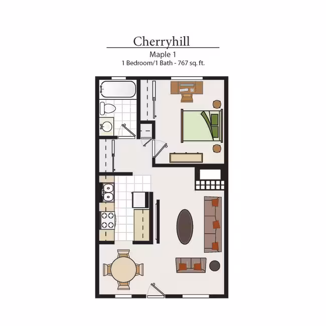 One Bedroom Plan A 04-14A floor plan